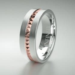 Gents White And Rose Gold Wedding Ring