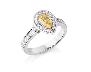 Pear Shaped Yellow Diamond Halo Ring