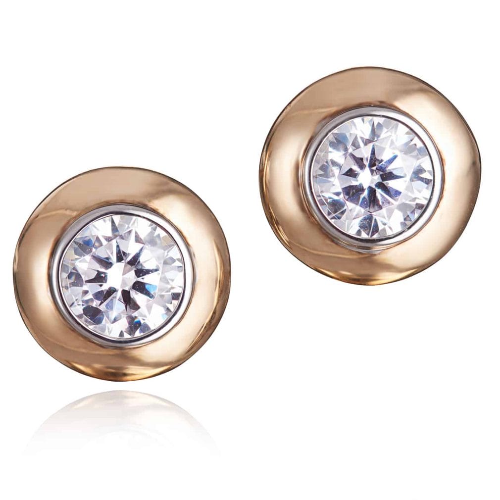 Double Bezel Diamond Stud Earrings