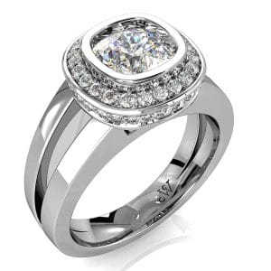 Cushion Cut Diamond Halo Engagement Ring