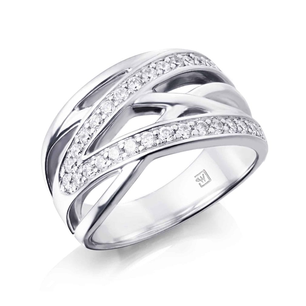 Diamond Set Overlapping Dress Ring