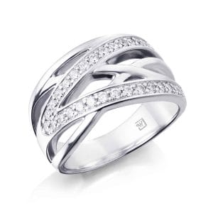 Diamond Set Overlapping Dress Ring