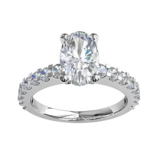 Oval Cut Solitaire Diamond Engagement Ring, 4 Claws on a Heavy Cut Claw Band.