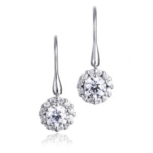 Diamond Set Cluster Drop Earrings