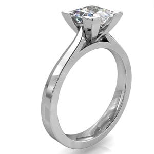 Princess Cut Solitaire Diamond Engagement Ring, 4 Corner Claws on Fine Band and a Classic Underrail Setting.