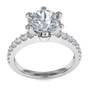 Round Brilliant Cut Solitaire Diamond Engagement Ring, 6 Claws Set on a Cut Claw Band with Classic Undersetting.